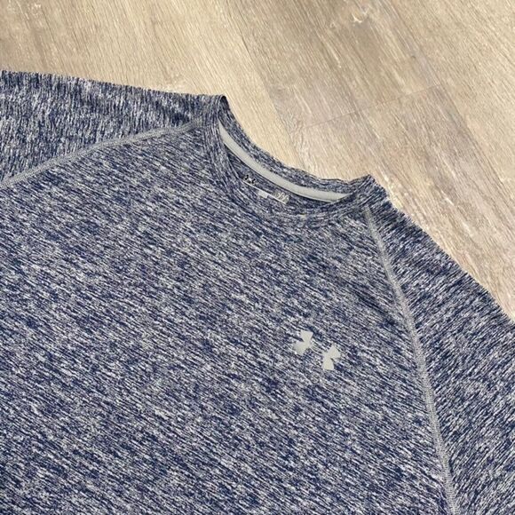 Under Armour Blue Heathered Athletic Workout Shirt Men Large‎ Bin H-33 - Picture 2 of 4